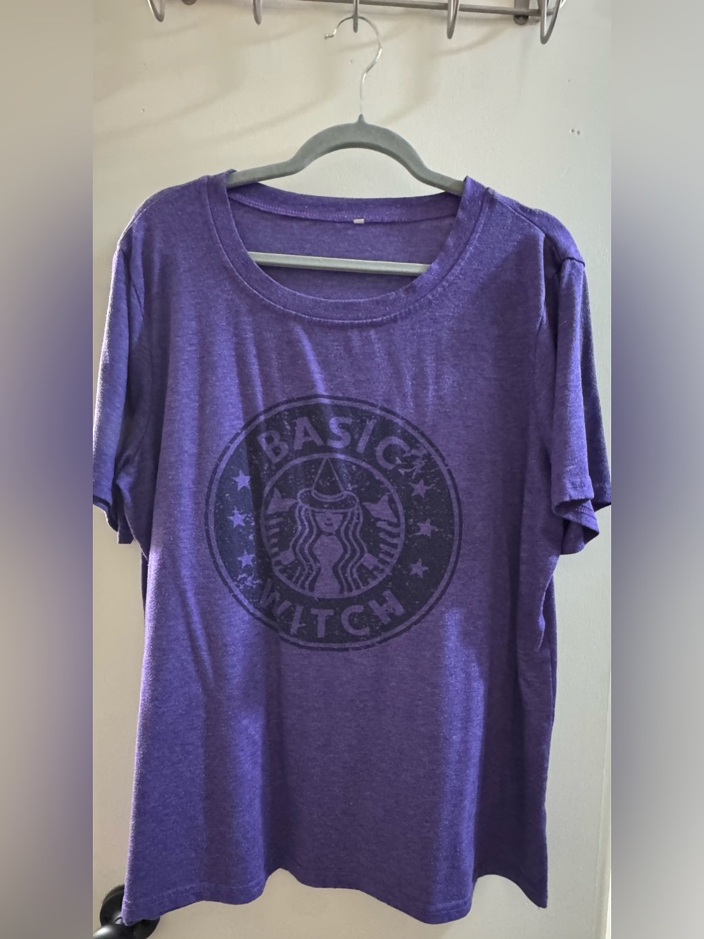 Purple Short Sleeve Graphic Scoop Neck Tee